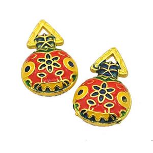 Waterbags Charms Alloy Pendant Flower Painted Matte Gold Plated, approx 11-20mm [FD14781]