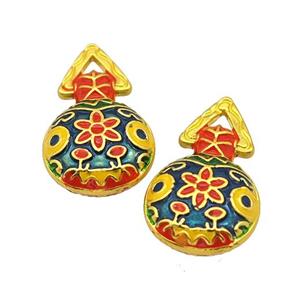 Waterbags Charms Alloy Pendant Flower Painted Matte Gold Plated, approx 11-20mm [FD14782]