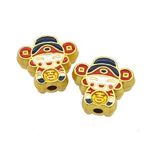 Alloy Beads Chinese Fortune Baby God Of Wealth Painted Gold Plated, approx 14mm [FD14786]