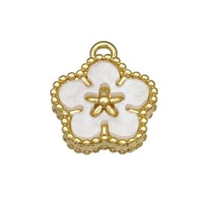 Copper Flower Pendant Pave Resin Gold Plated, approx 12mm [FD14811]