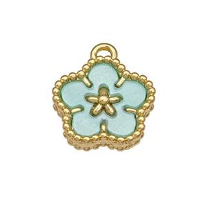 Copper Flower Pendant Pave Resin Gold Plated, approx 12mm [FD14815]