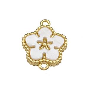 Copper Flower Connector Pave Resin Gold Plated, approx 14mm [FD14820]