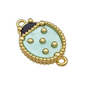 Copper Ladybug Connector Pave Green Resin Gold Plated, approx 13-16mm [FD14831]