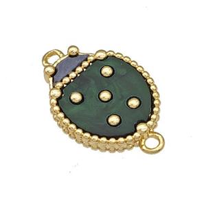 Copper Ladybug Connector Pave Resin Gold Plated, approx 13-16mm [FD14836]