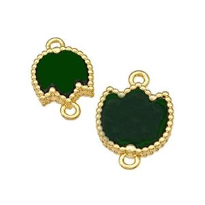 Copper Swallow Pendant Pave Darkgreen Resin Bird Gold Plated, approx 10-11mm [FD14849-S]