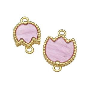 Copper Swallow Pendant Pave Pink Resin Bird Gold Plated, approx 12-13mm [FD14851-L]