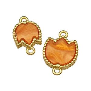 Copper Swallow Pendant Pave Orange Resin Bird Gold Plated, approx 10-11mm [FD14853-S]