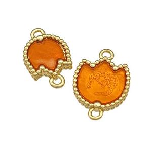 Copper Swallow Pendant Pave Orange Resin Bird Gold Plated, approx 10-11mm [FD14854-S]