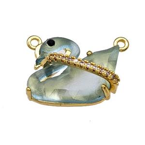 Copper Swan Pendant Pave Acrylic Zirconia 2loops Gold Plated, approx 12-16mm [FD14862]