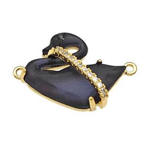 Copper Swan Connector Pave Acrylic Zirconia Gold Plated, approx 12-16mm [FD14865]