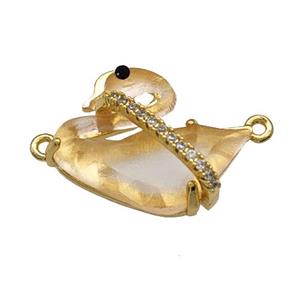 Copper Swan Connector Pave Acrylic Zirconia Gold Plated, approx 12-16mm [FD14867]