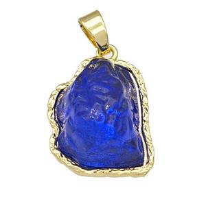 Copper Pendant Pave Acrylic Blue Mountain Gold Plated, approx 16-20mm [FD14885]