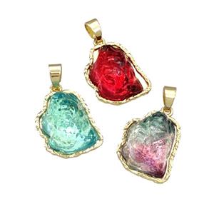 Copper Pendant Pave Acrylic Mountain Gold Plated Mixed, approx 16-20mm [FD14891]