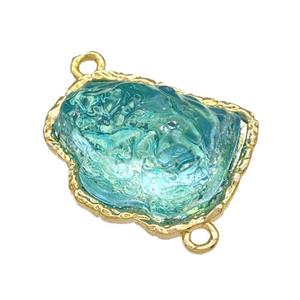 Copper Connector Pave Acrylic Teal Mountain Gold Plated, approx 16-20mm [FD14892]