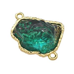 Copper Connector Pave Acrylic Green Mountain Gold Plated, approx 16-20mm [FD14893]