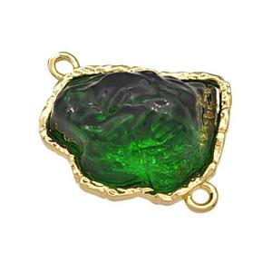 Copper Connector Pave Acrylic Green Mountain Gold Plated, approx 16-20mm [FD14894]