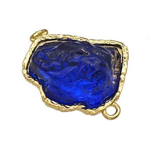 Copper Connector Pave Blue Acrylic Mountain Gold Plated, approx 16-20mm [FD14895]
