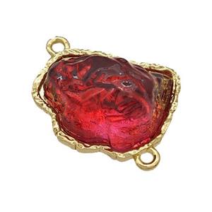 Copper Connector Pave Red Acrylic Mountain Gold Plated, approx 16-20mm [FD14896]