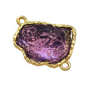 Copper Connector Pave Purple Acrylic Mountain Gold Plated, approx 16-20mm [FD14897]