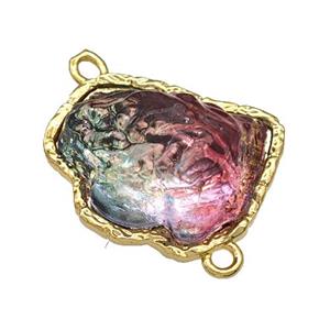 Copper Connector Pave Rainbow Acrylic Mountain Gold Plated, approx 16-20mm [FD14898]
