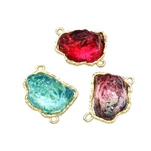 Copper Connector Pave Acrylic Mountain Gold Plated Mixed, approx 16-20mm [FD14901]