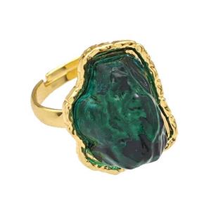 Copper Rings Pave Green Acrylic Mountain Adjustable Gold Plated, approx 16-20mm [FD14903]