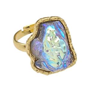 Copper Rings Pave Acrylic Mountain Adjustable Gold Plated, approx 16-20mm [FD14909]