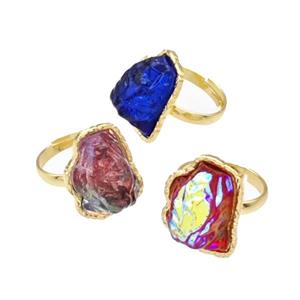 Copper Rings Pave Acrylic Mountain Adjustable Gold Plated Mixed, approx 16-20mm [FD14911]