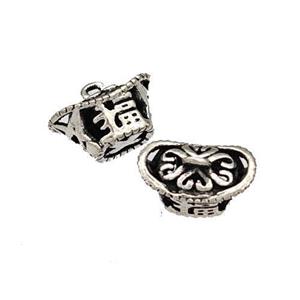 Tibetan Style Copper Yuanbao Pendant Fu Antique Silver, approx 6-10mm [FD14921]