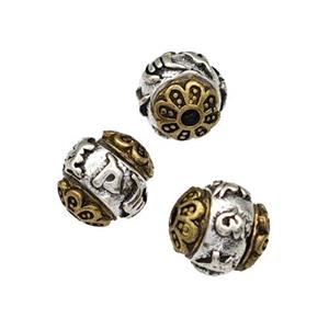 Tibetan Style Copper Round Beads Antique Silver Bronze, approx 8mm [FD14923]