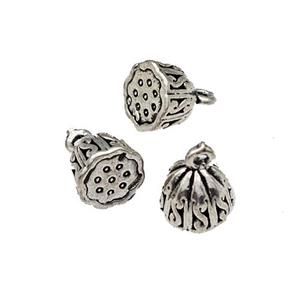 Tibetan Style Copper Lotus Pendant Antique Silver, approx 8mm [FD14924]