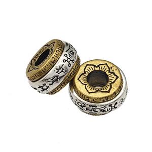 Tibetan Style Copper Heishi Beads Large Hole Chinese Amulet Rotatable Antique Silver Bronze, approx 12mm, 4mm hole [FD14927]