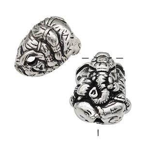 Tibetan Style Copper Elephant Guru Beads Antique Silver, approx 17-20mm [FD14929]