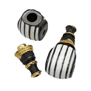 Copper Guru Beads Enamel Black Plated, approx 12-25mm [FD14930]