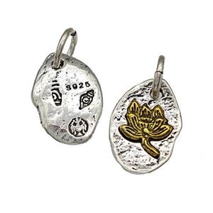 Tibetan Style Copper Lotus Pendant Slice Antique Silver Bronze, approx 9-14mm [FD14931]