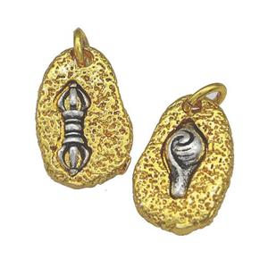 Vajra Pestle Charms Tibetan Style Copper Slice Pendant Buddhism Antique Silver Gold, approx 12-18mm [FD14936]