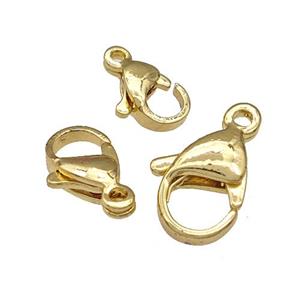 Stainless Steel Lobster Clasp 14K Gold Plated, approx 10mm [FD14951-10MM]