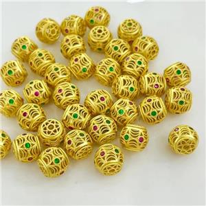 Copper Round Beads Hollow Gold Plated, approx 10mm [FD14968]