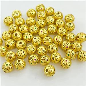 Copper Round Beads Hollow Gold Plated, approx 10mm [FD14970]