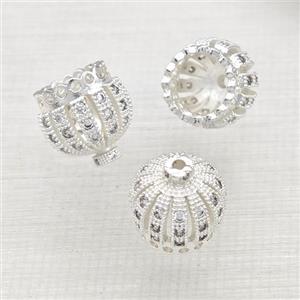 Copper Tassel Bails Pave Zircon Large Hole Shiny Silver Plated, approx 13mm [FD14981]