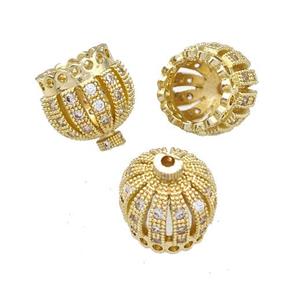Copper Tassel Bails Pave Zircon Large Hole Gold Plated, approx 13mm [FD14982]