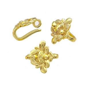 Copper Bails Flower Gold Plated, approx 10mm [FD14996]