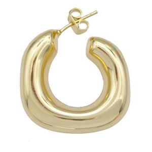 Copper Stud Earrings Hollow 18K Gold Plated, approx 30mm [FD15004]
