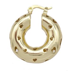 Copper Latchback Earrings Hollow 18K Gold Plated, approx 25mm [FD15009]
