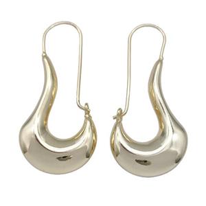 Copper Hook Earrings Hollow 18K Gold Plated, approx 22-50mm [FD15010]