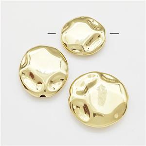 Copper Circle Beads Hammered Gold Plated, approx 12-14mm [FD15013-S]