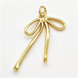 Copper Bow Pendant Gold Plated, approx 19-26mm [FD15014]