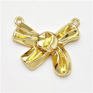 Copper Bow Pendant 2loops Gold Plated, approx 20-23mm [FD15016]