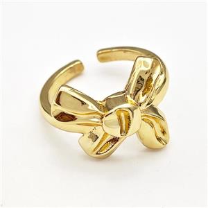 Copper Rings Bow Gold Plated, approx 15-18mm, 18mm dia [FD15017]