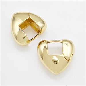 Copper Latchback Earrings Hollow Heart Gold Plated, approx 18mm [FD15019]
